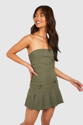 Strapless Jurk - Kaki