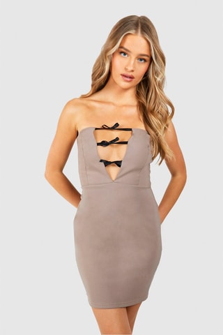 Strapless Jurk - Taupe
