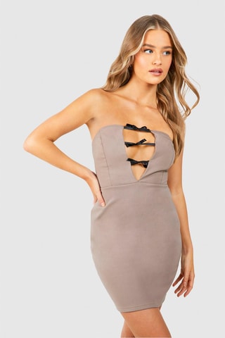 Strapless Jurk - Taupe