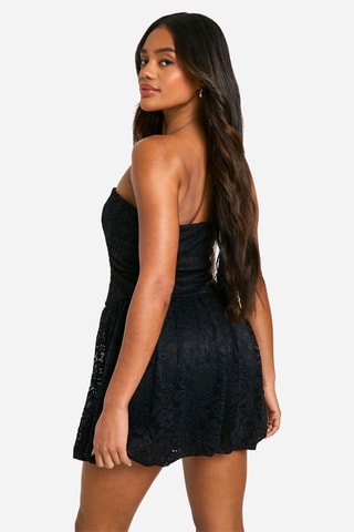 Kanten Strapless Jurk - Zwart