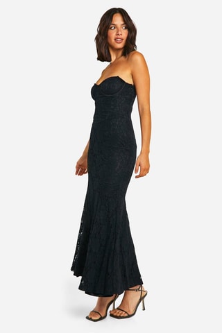 Kanten Strapless Jurk - Zwart