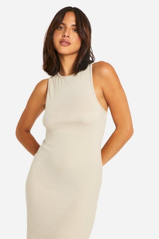 Nauwaansluitende Jurk - Beige