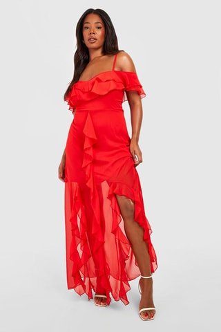 Jurk met Ruches - Rood