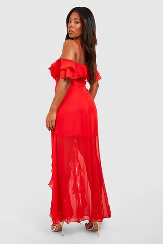 Jurk met Ruches - Rood