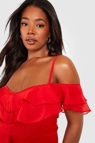 Jurk met Ruches - Rood