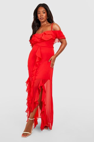 Jurk met Ruches - Rood