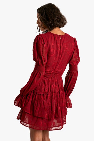 Abito con volant in pizzo - Rosso