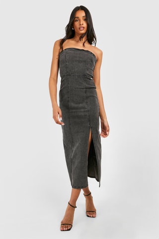 Strapless Spijkerjurk - Donkergrijs