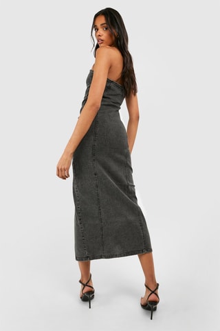 Strapless Spijkerjurk - Donkergrijs