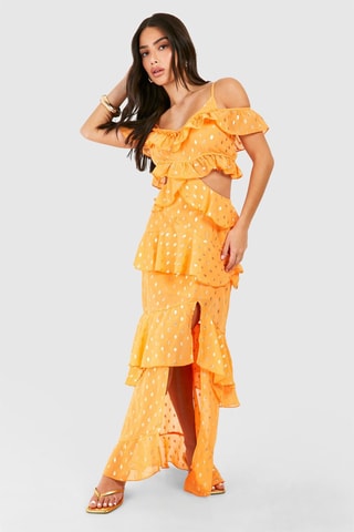 Jurk met Ruches - Oranje