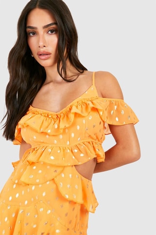 Jurk met Ruches - Oranje