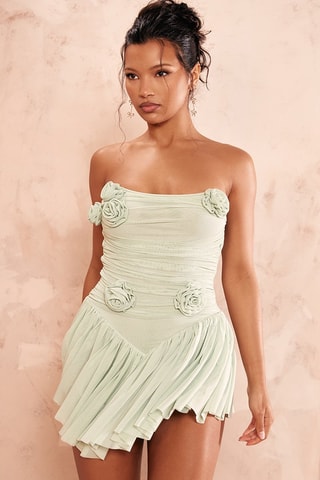 Strapless Jurk - Zeegroen