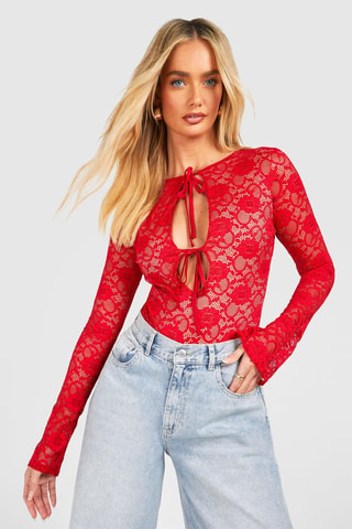 Kanten Bodysuit - Rood