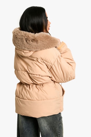 Gewatteerde Jas met Capuchon - Beige