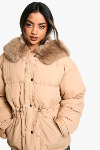 Gewatteerde Jas met Capuchon - Beige