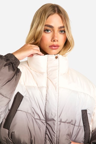 Gewatteerde Jas dip and dye - Beige en Donkergrijs