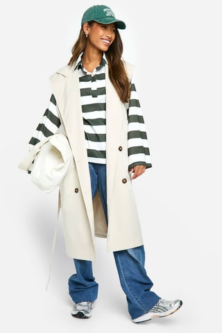 Mouwloze Trenchcoat - Beige