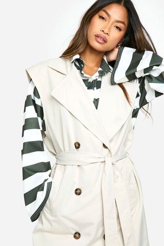 Mouwloze Trenchcoat - Beige