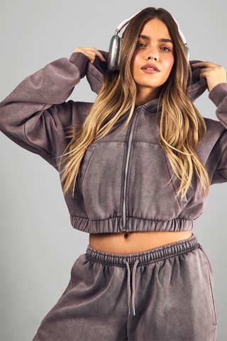 Korte Sweater met Capuchon - Antraciet