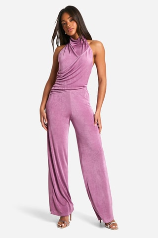 Gedrapeerde jumpsuit - Paars