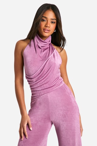 Gedrapeerde jumpsuit - Paars