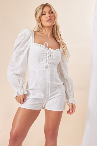 Playsuit met Engelse borduursels - Wit