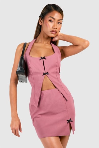 Top en Minirok Hoge Taille - Roze