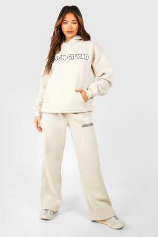 Sweater met Capuchon en Broek Straight Fit - Ecru