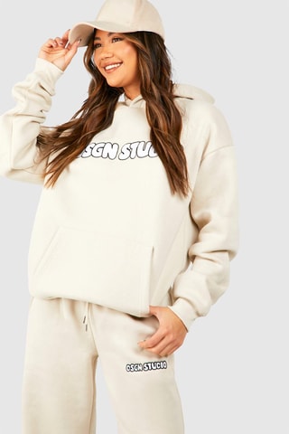 Sweater met Capuchon en Broek Straight Fit - Ecru