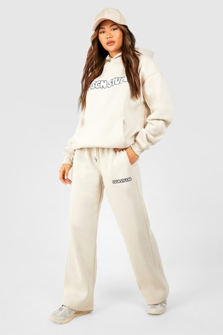 Sweater met Capuchon en Broek Straight Fit - Ecru