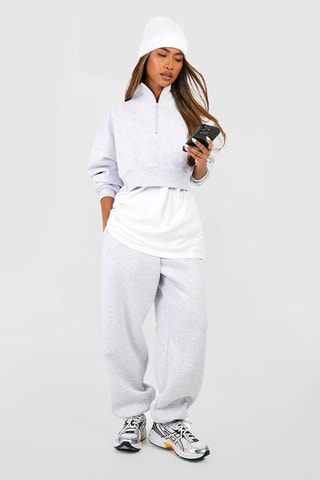 Sweater met Capuchon en Short - Gemêleerd Lichtgrijs