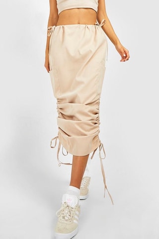 Rechte Rok Hoge Taille - Beige
