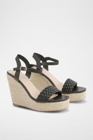 Sandalen met Sleehak - Zwart en Beige