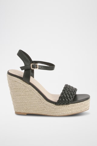 Sandalen met Sleehak - Zwart en Beige