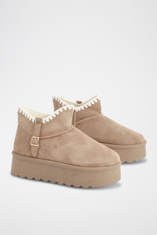 Gevoerde Platform Enkellaarzen - Beige