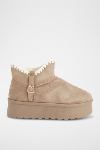 Gevoerde Platform Enkellaarzen - Beige