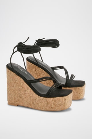 Sandalen met Sleehak - Zwart