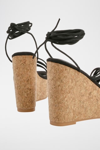 Sandalen met Sleehak - Zwart