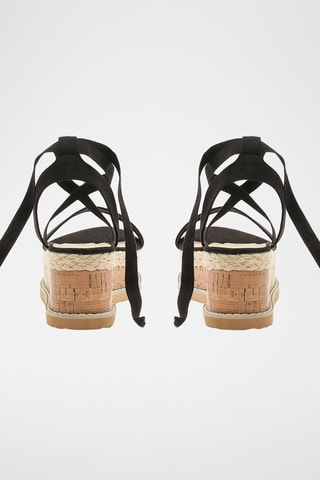 Sandalen met Sleehak - Zwart