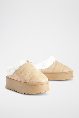 Gevoerde Platform Clogs - Beige