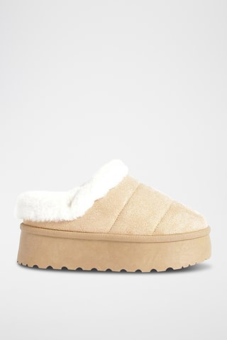 Gevoerde Platform Clogs - Beige