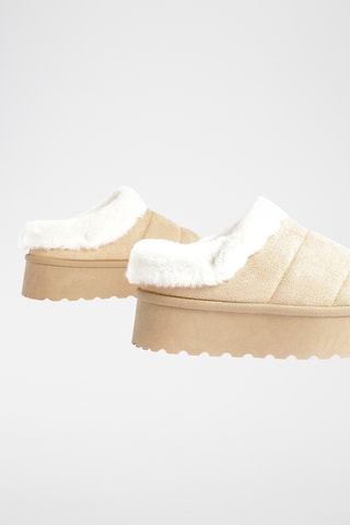 Gevoerde Platform Clogs - Beige