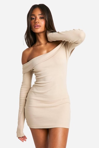 Nauwaansluitende Jurk - Beige