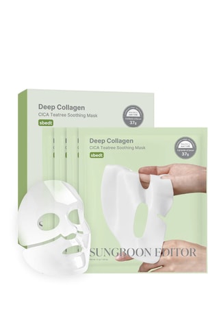 4 masques apaisants Deep collagen cica teatree - Peaux irritées, sensibles ou sujettes aux imperfections - 4 x 37 g