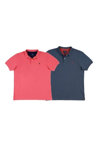 2 Polo's Regular Fit - Blauw en koraalrood