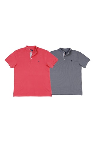 2 Polo's Regular Fit - Koraalrood en grijs