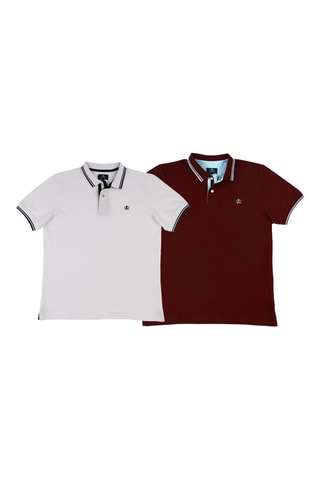 2 Polo's Regular Fit - Wit en bordeauxrood