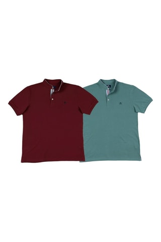 2 Polo's Regular Fit - Bordeauxrood en lichtgroen