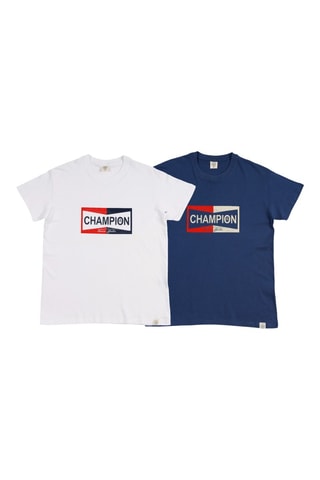2 T-shirts regular - Wit en blauw
