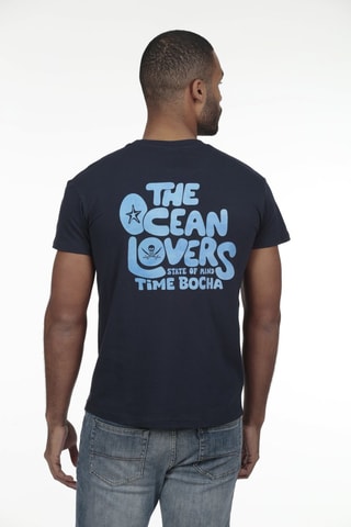 2 T-shirts regular - Wit en marineblauw